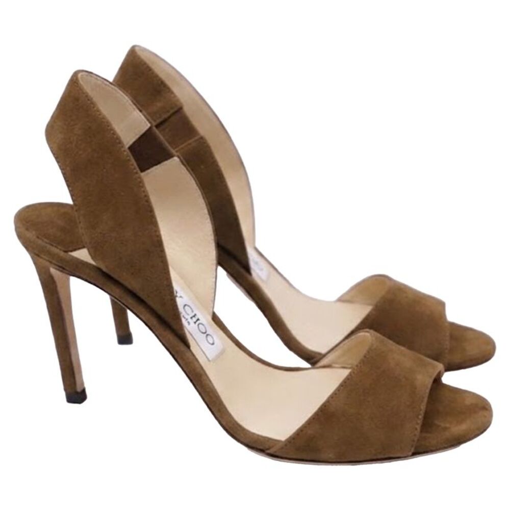 Jimmy Choo Slingback Sandal Heels in Brown Suede